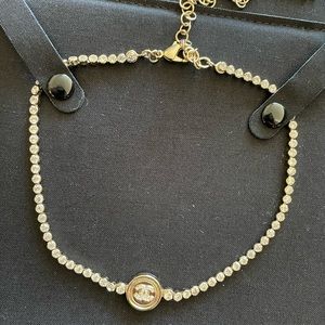 Chanel Crystal cc chain short necklace choker